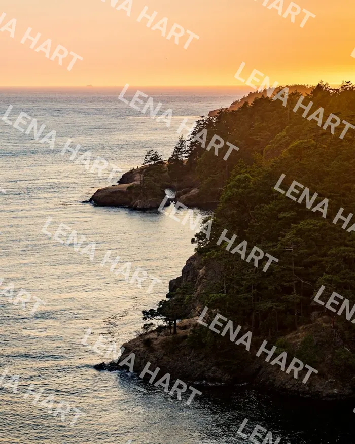 Coastline photo covered in a repeating tiled watermark